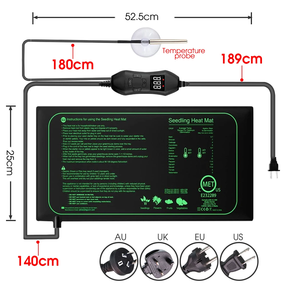 50W EU-US/UK/AU Adjustable The - Seedling Heat Pad incelemesi ve fiyatı
